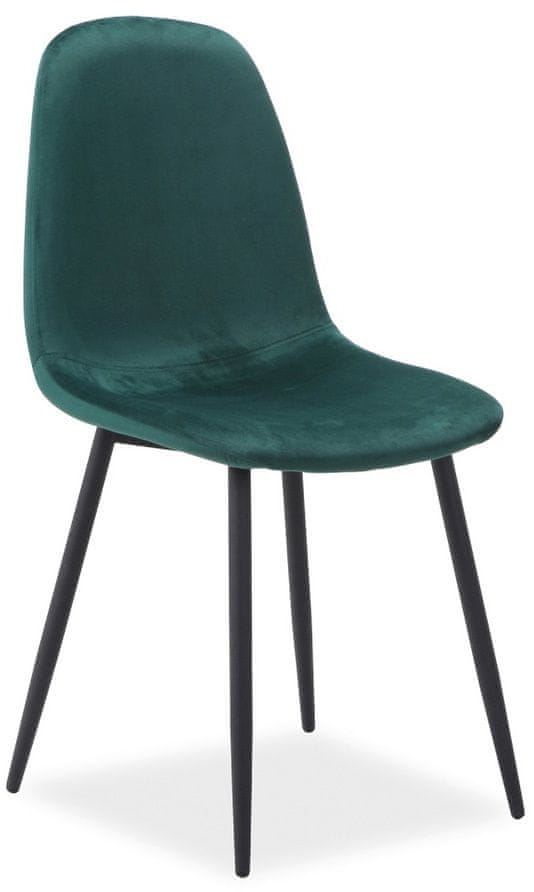 CASARREDO Jedálenská čalúnená stoličky FOKS VEĽVET zelená / čierna